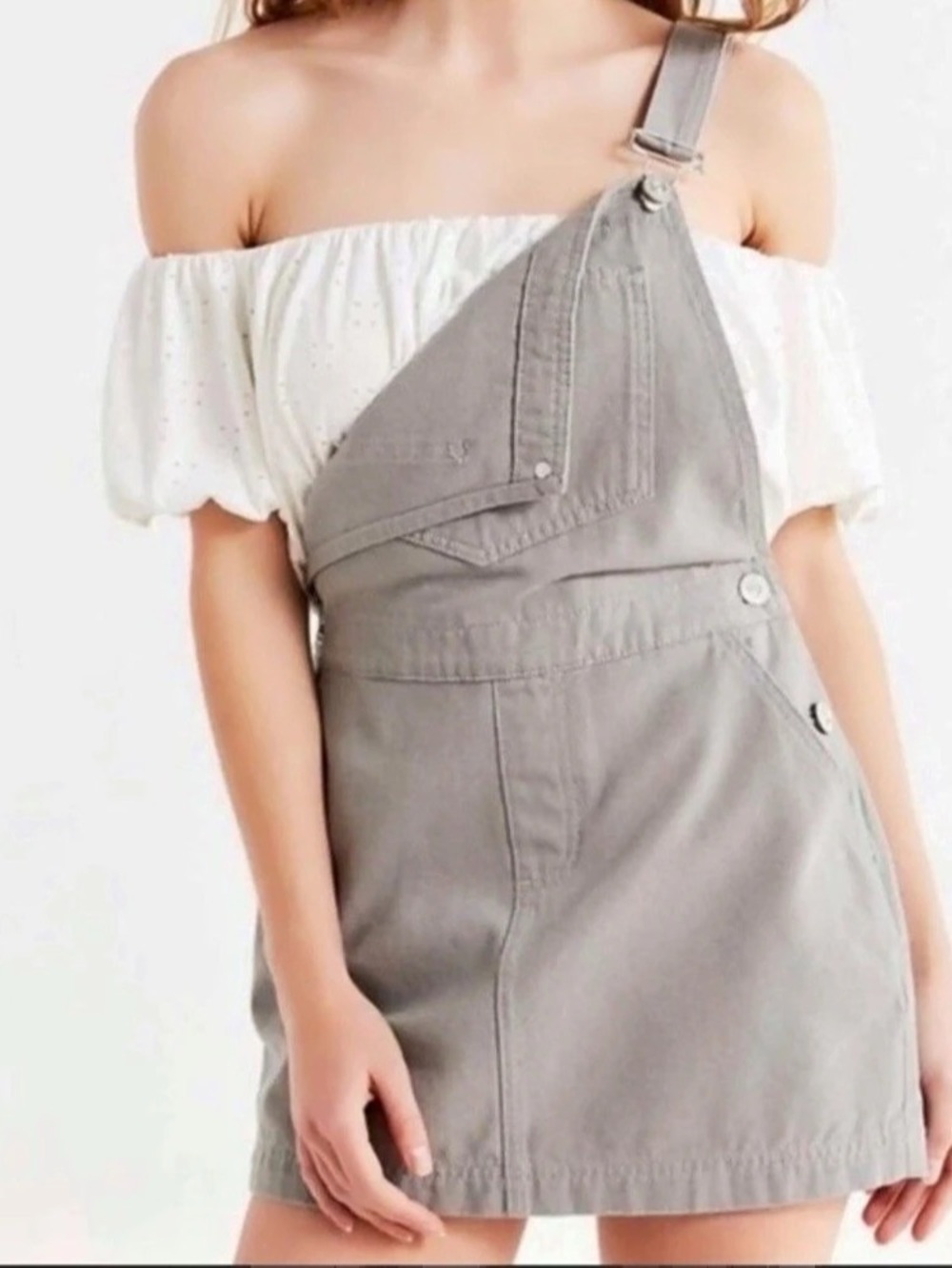 BDG Urban Outfitters Women’s Gray Denim Cargo Overall Dress XS Boho Festival